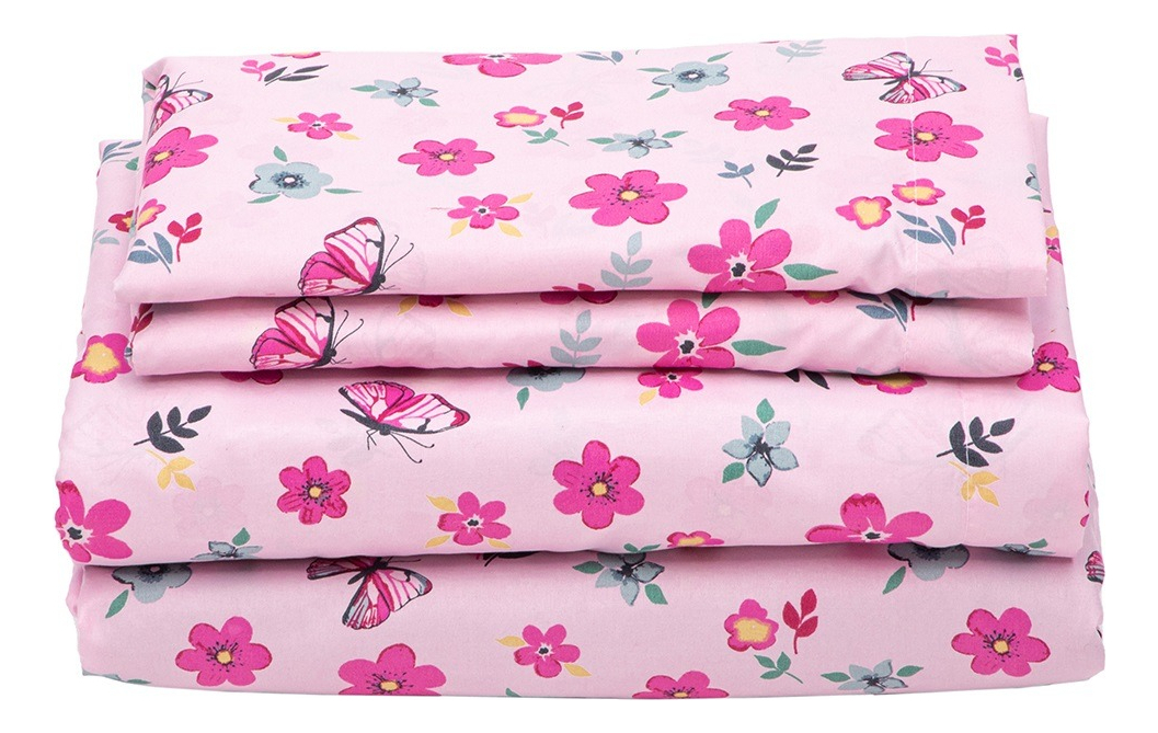 Juego de Sábanas Wünd King Size Microfibra Tacto Algodón color Prada con Estampado Kiev Rosa