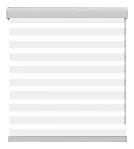 Persiana Doble Capa Con Diseño De Cebra Enrollable 100x200cm Blanco