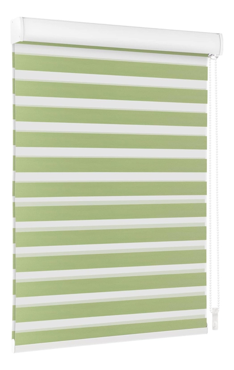Foto 2 pulgar | Persiana Doble Capa Con Diseño De Cebra Enrollable 100x200cm Verde