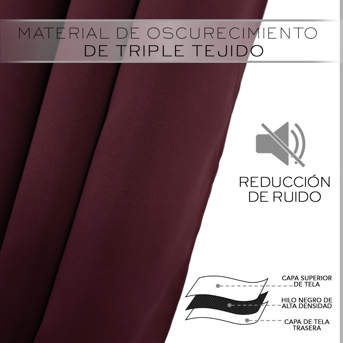 Foto 4 pulgar | Cortina Blackout Wünd Vino en 2 Paneles 280 x 220 cm