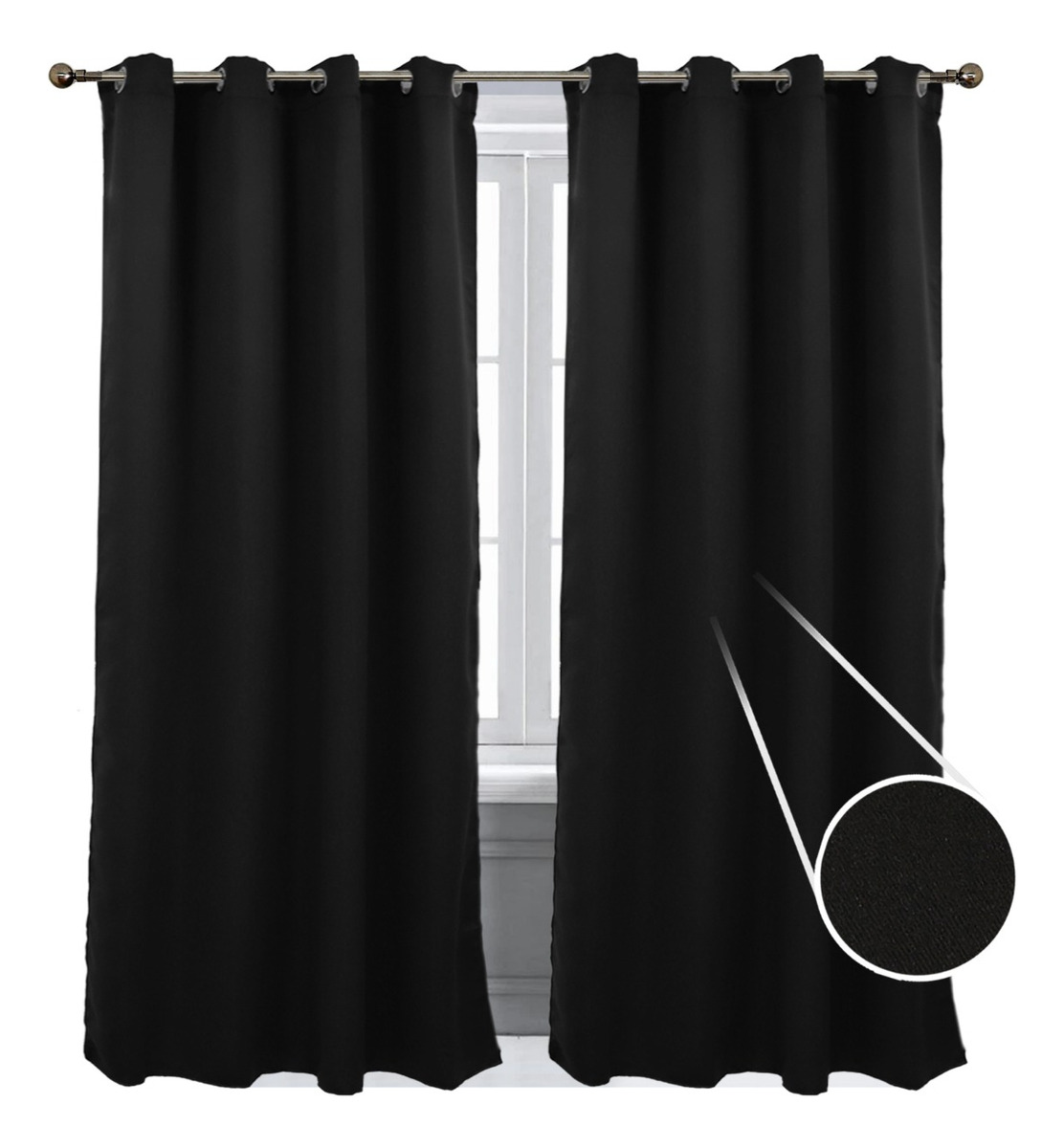 Cortina Blackout En 2 Paneles 280x220cm Premium Quality Negro