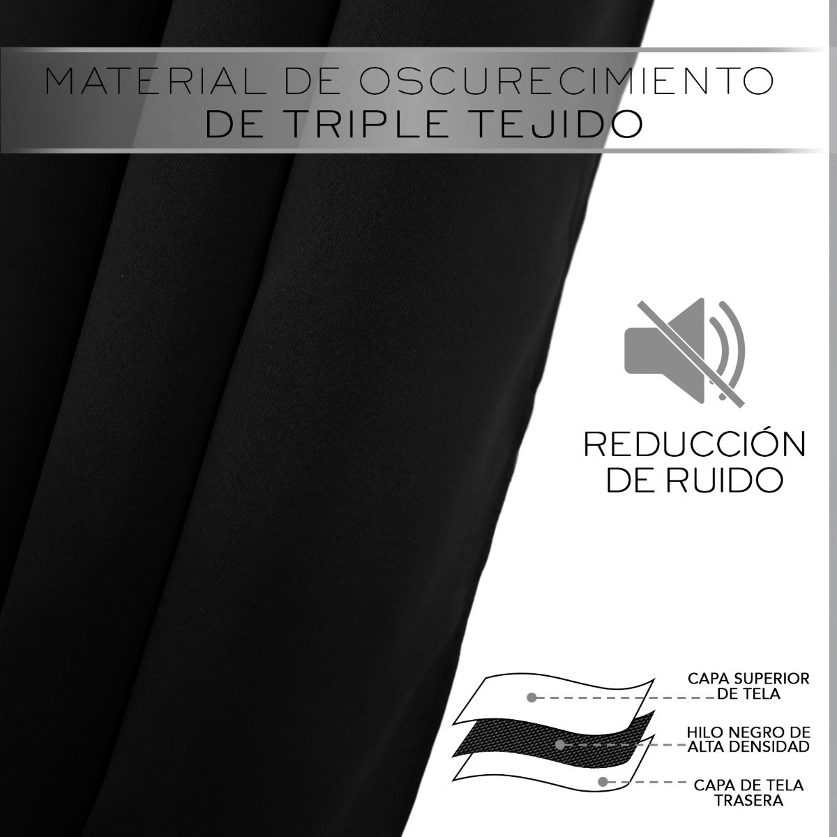 Foto 4 pulgar | Cortina Blackout En 2 Paneles 280x220cm Premium Quality Negro
