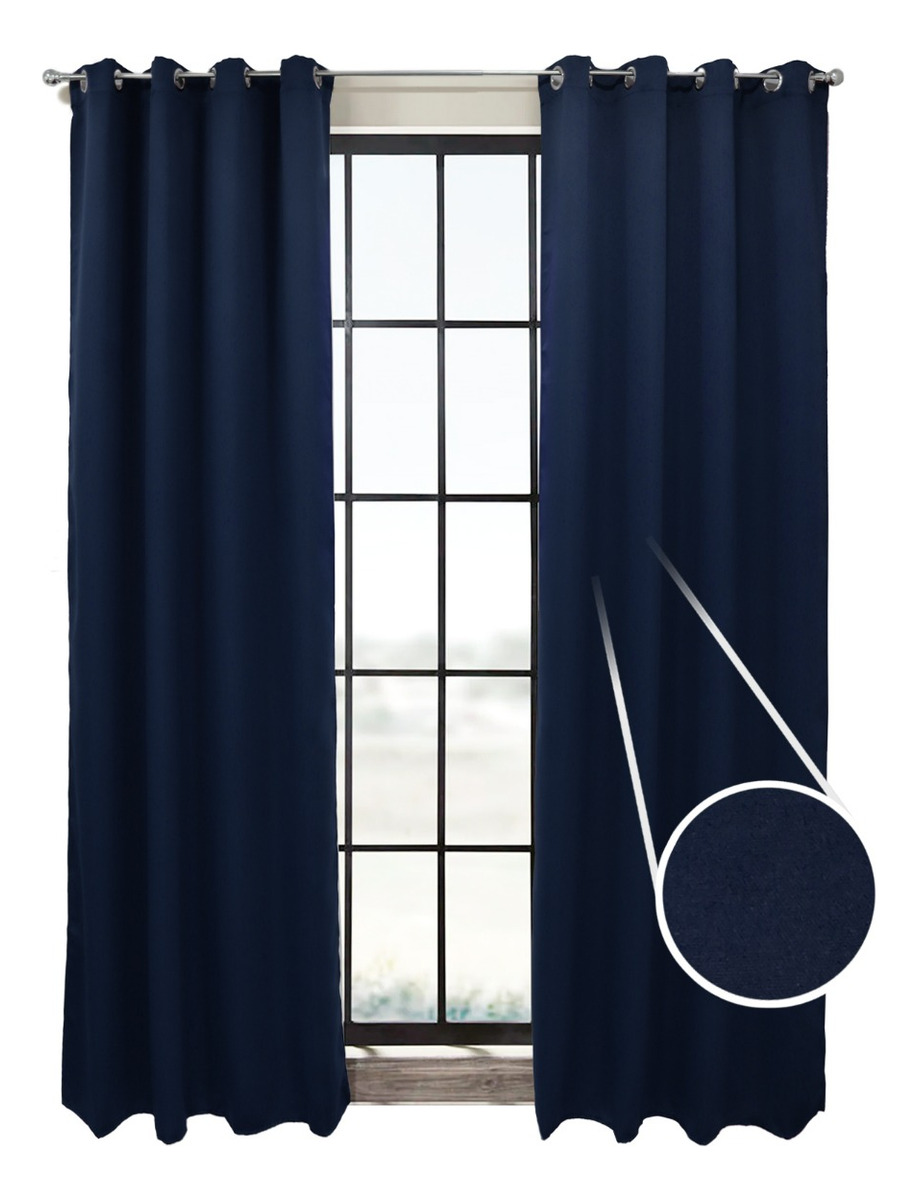 Foto 2 pulgar | Cortina Blackout En 2 Paneles 280x220cm Premium Quality Azul