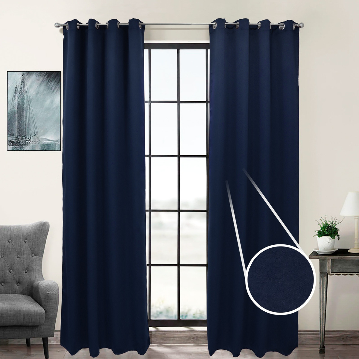 Foto 3 pulgar | Cortina Blackout En 2 Paneles 280x220cm Premium Quality Azul
