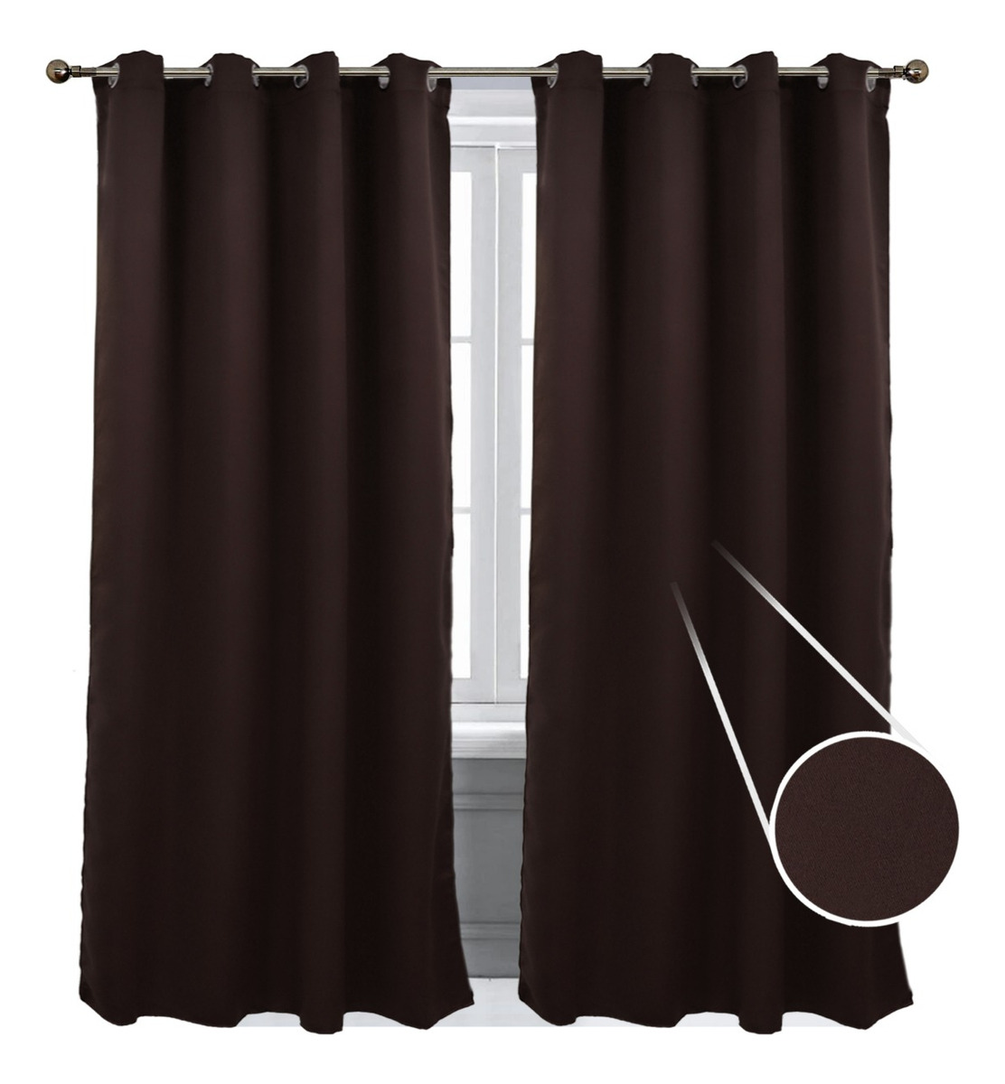 Cortina Blackout En 2 Paneles 280x220cm Premium Quality Marrón