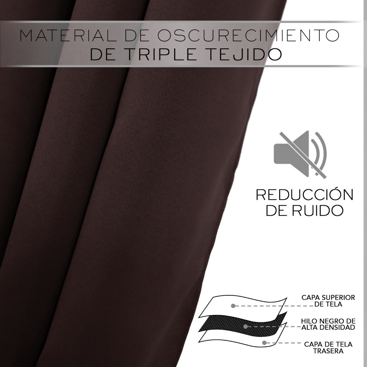 Foto 4 pulgar | Cortina Blackout En 2 Paneles 280x220cm Premium Quality Marrón