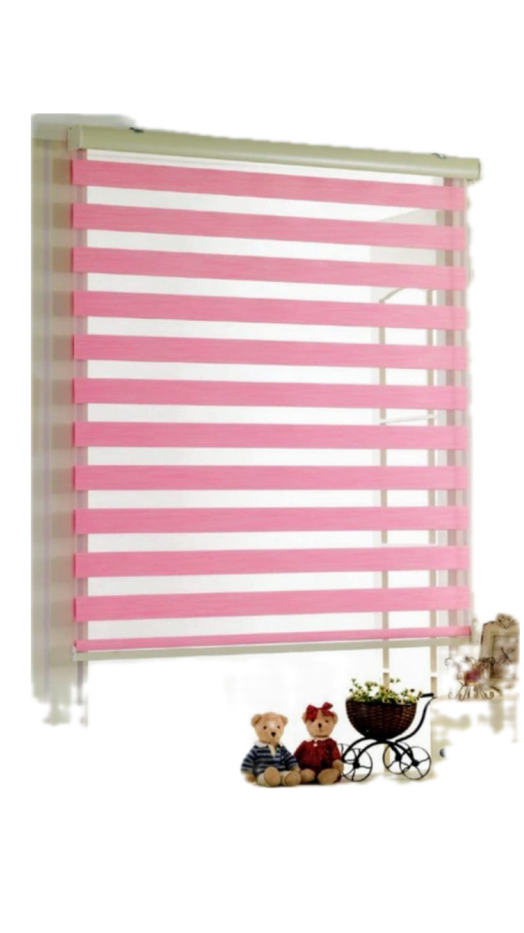 Persiana Doble Capa Con Diseño De Cebra Enrollable 100x200cm Rosa