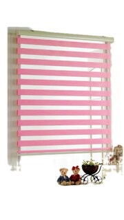 Foto 1 | Persiana Doble Capa Con Diseño De Cebra Enrollable 100x200cm Rosa