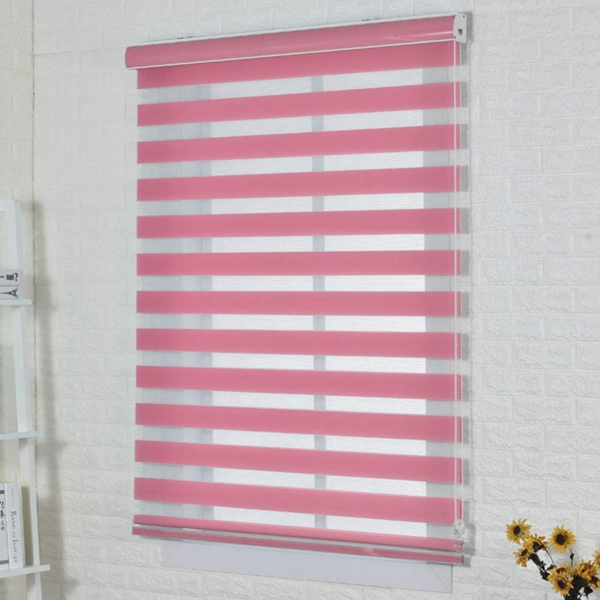 Foto 3 pulgar | Persiana Doble Capa Con Diseño De Cebra Enrollable 100x200cm Rosa