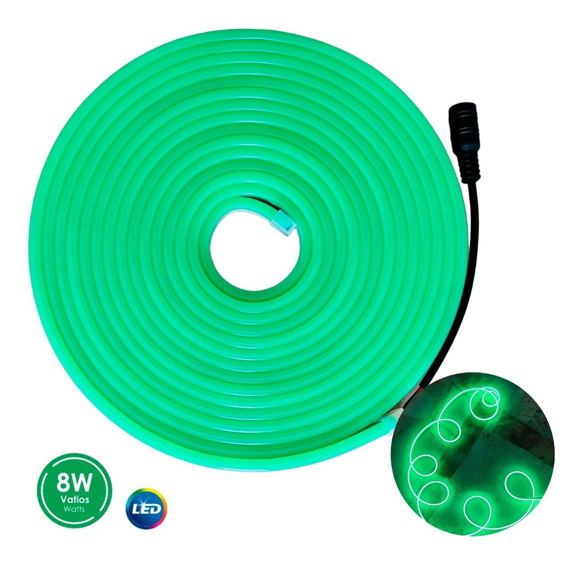 Foto 3 | Tira Led Neon Flex 5m 12v Alto Brillo Decorativa Ip66 Verde