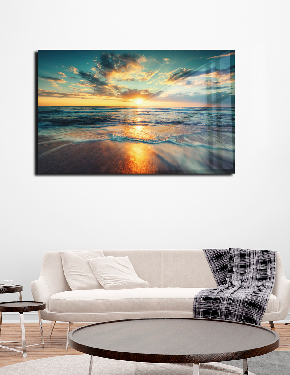 Foto 3 pulgar | Cuadro Decorativo  Cuadros Cuadros Amanecer En La Playa Azul  70 x 120 cm