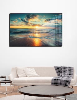 Foto 2 | Cuadro Decorativo Cuadros Cuadros Amanecer En La Playa Azul 70 x 120 cm
