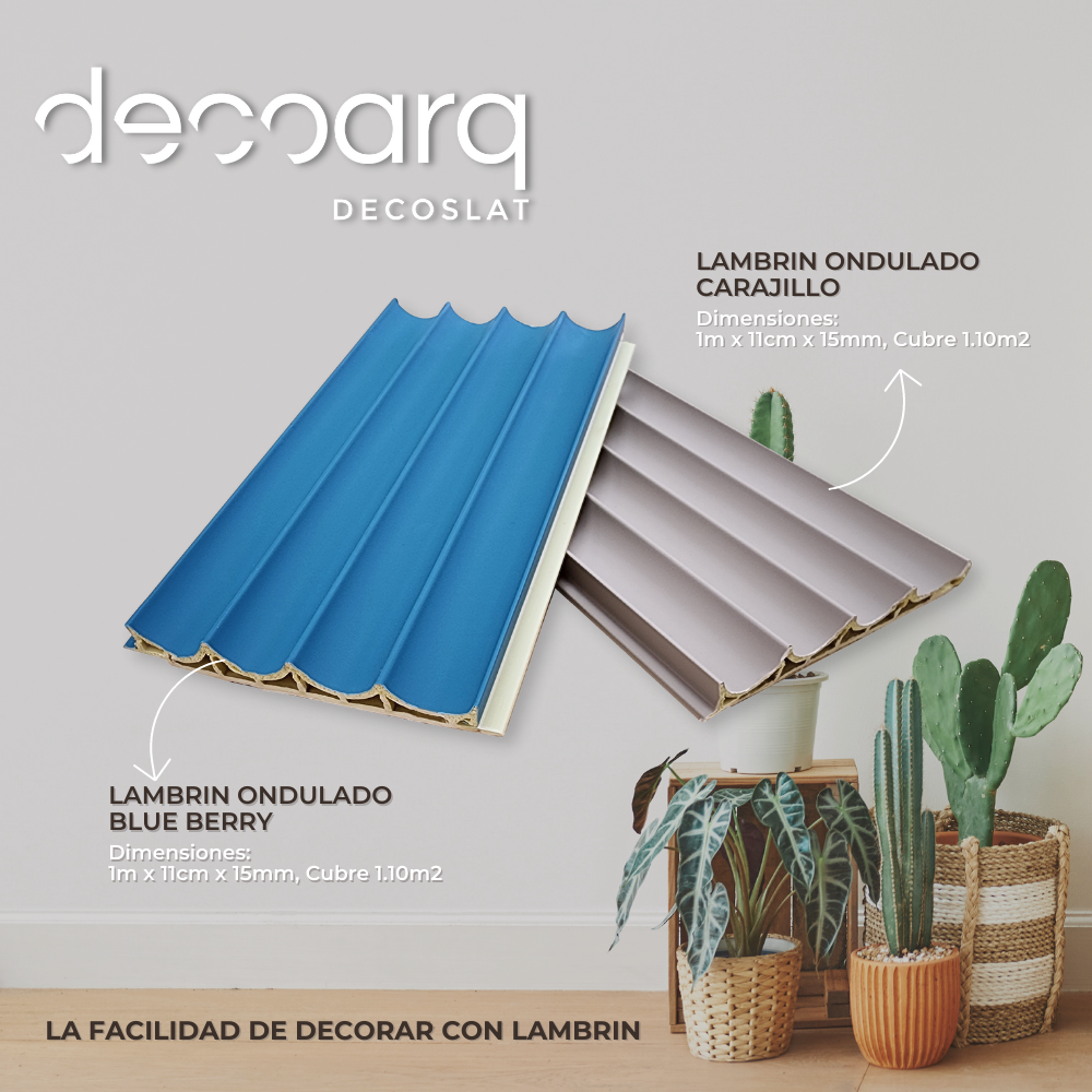 Foto 3 pulgar | Lambrin Ondulado Blue Berry Decorativo Wpc Tipo Madera Para Muro