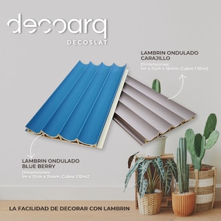 Foto 2 | Lambrin Ondulado Blue Berry Decorativo Wpc Tipo Madera Para Muro