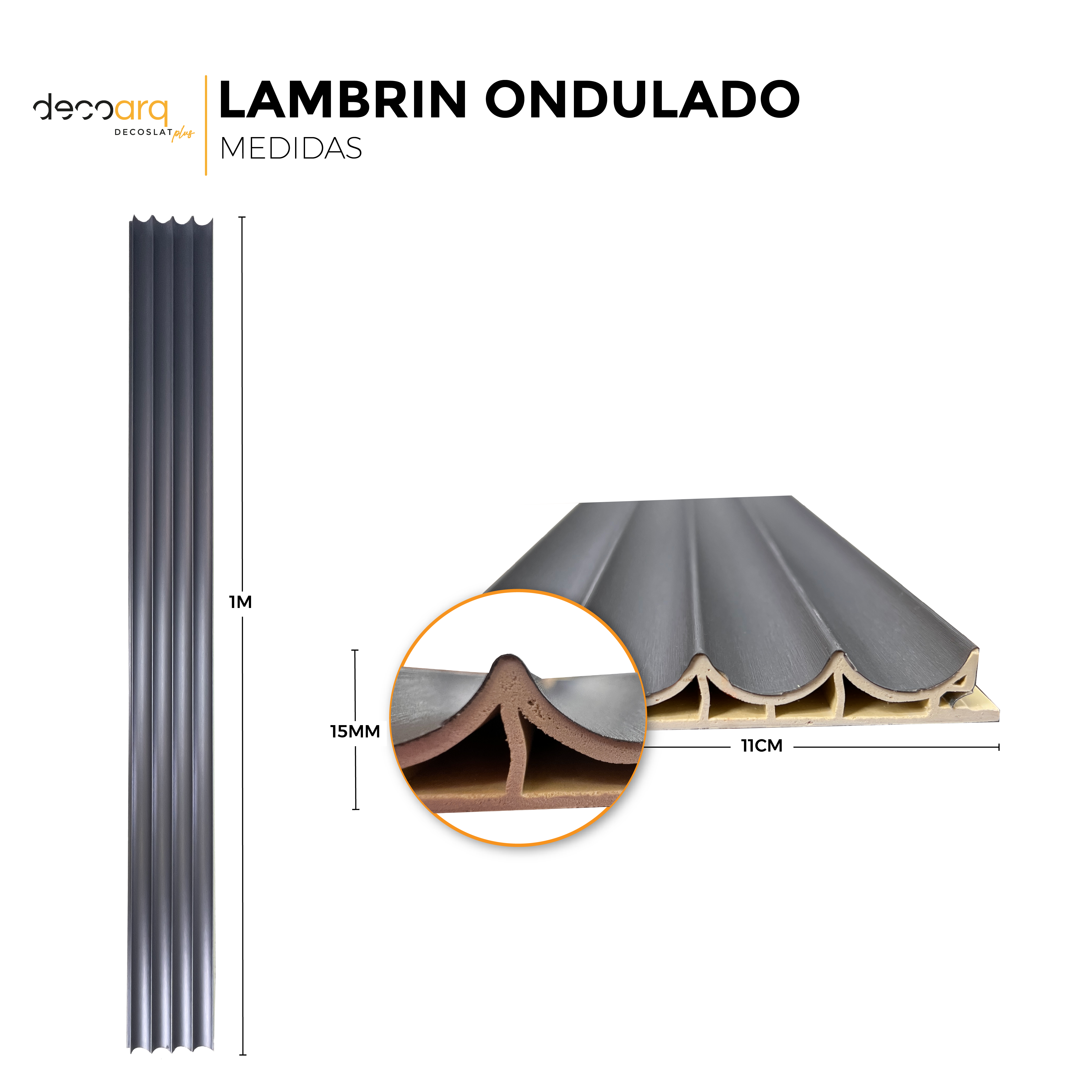 Foto 4 pulgar | Lambrin Ondulado Blue Berry Decorativo Wpc Tipo Madera Para Muro