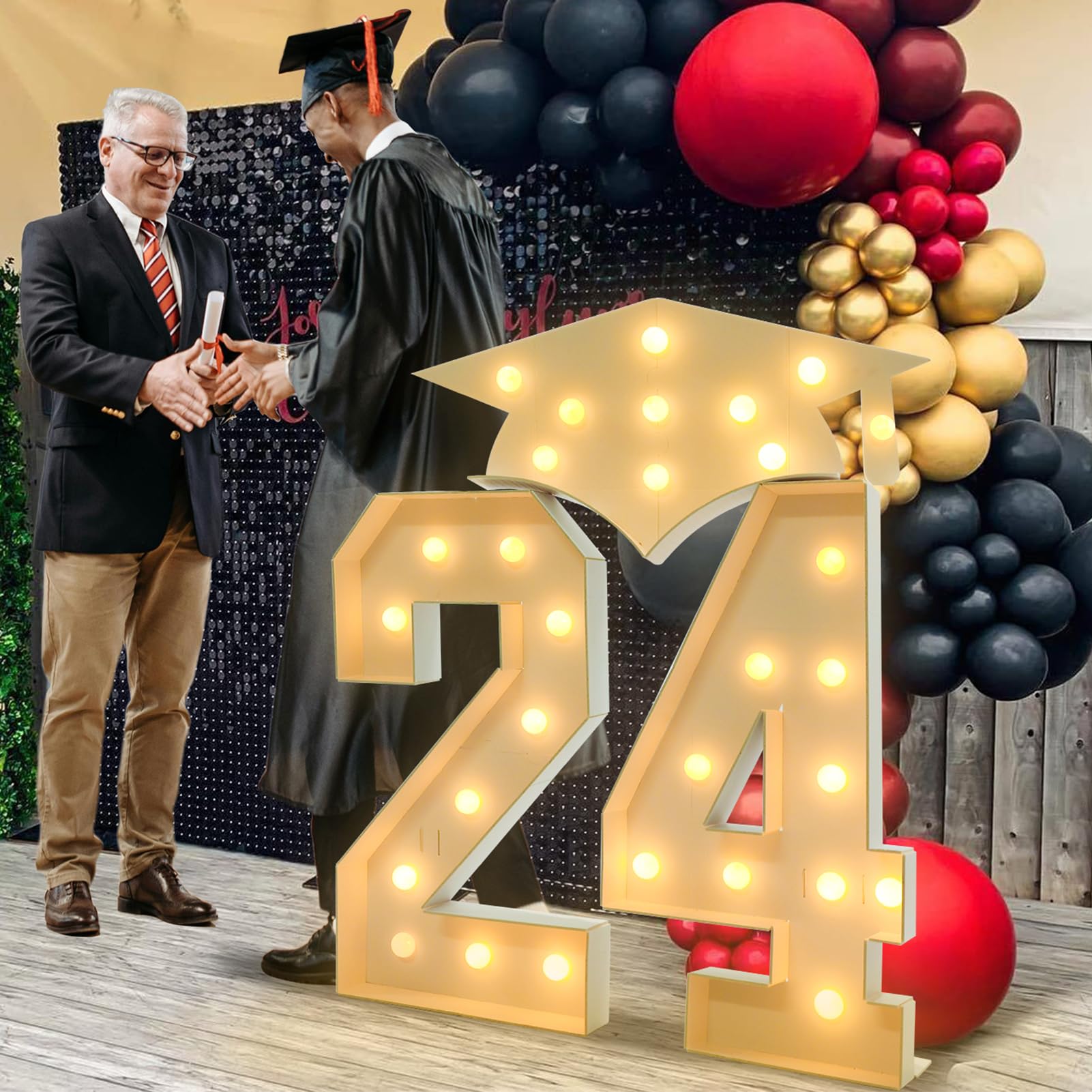 Decoración Con Números De Fiesta De Graduación De 2024, 1,4 M, Clase 2024 - Venta Internacional.