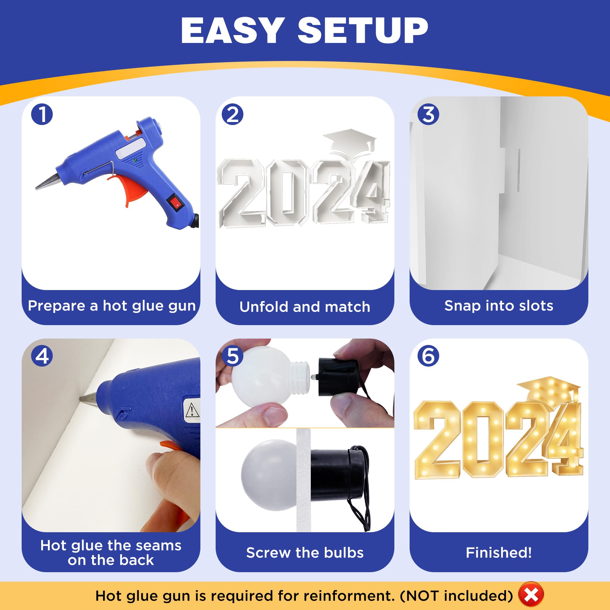 Foto 5 | Decoraciones De Graduación Con Números De Marquesina Zpisf De 70 Cm, Grandes, Precortados, 2024 - Venta Internacional.