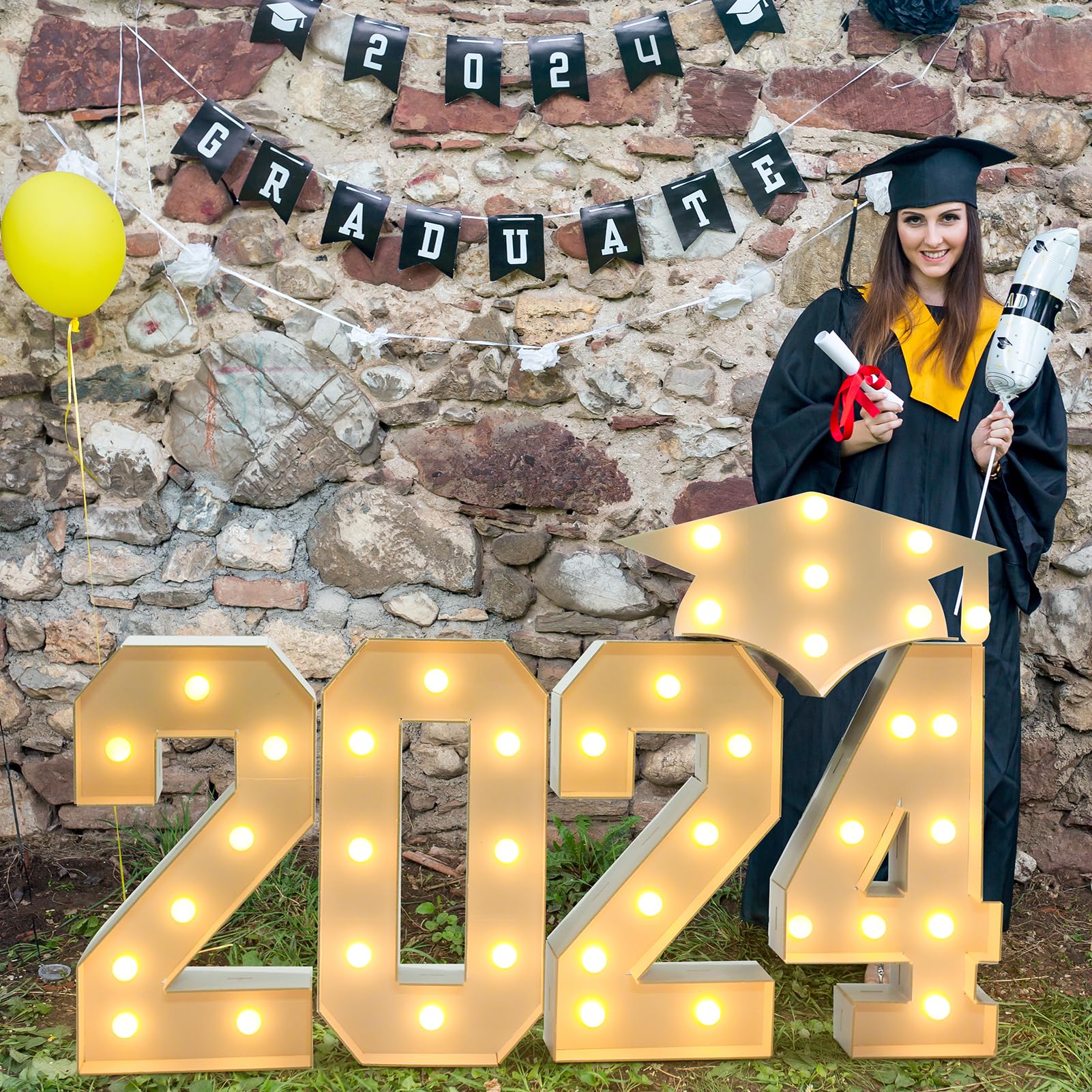 Foto 8 pulgar | Decoraciones De Graduación Con Números De Marquesina Zpisf De 70 Cm, Grandes, Precortados, 2024 - Venta Internacional.