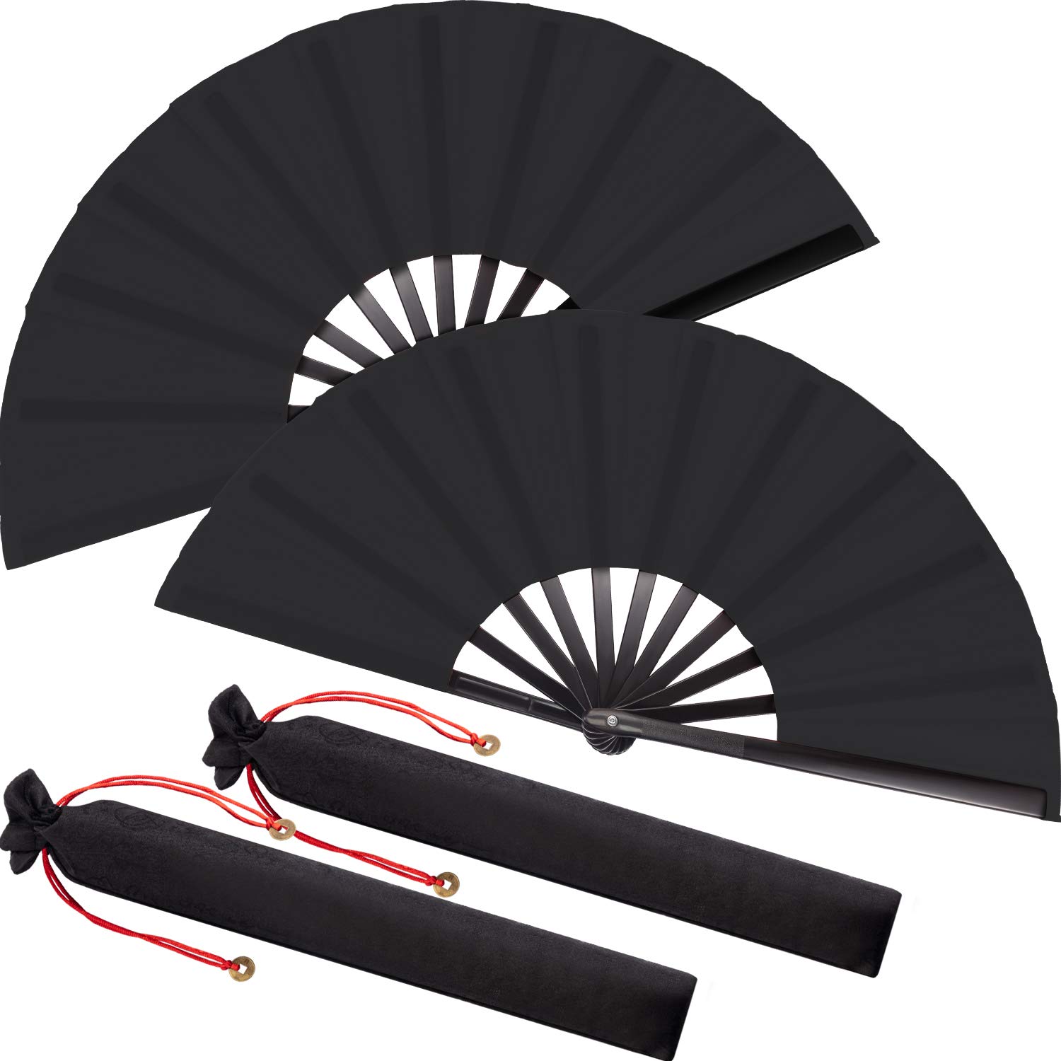 Foto 1 | Abaniceros Plegables De Seda Maitys Festival Tai Ji Negros (paquete De 2) - Venta Internacional.
