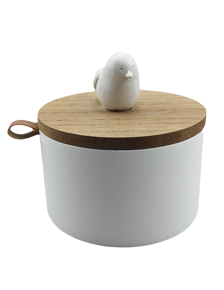Foto 2 | Caja Redonda Farah Con Pajaro Blanco