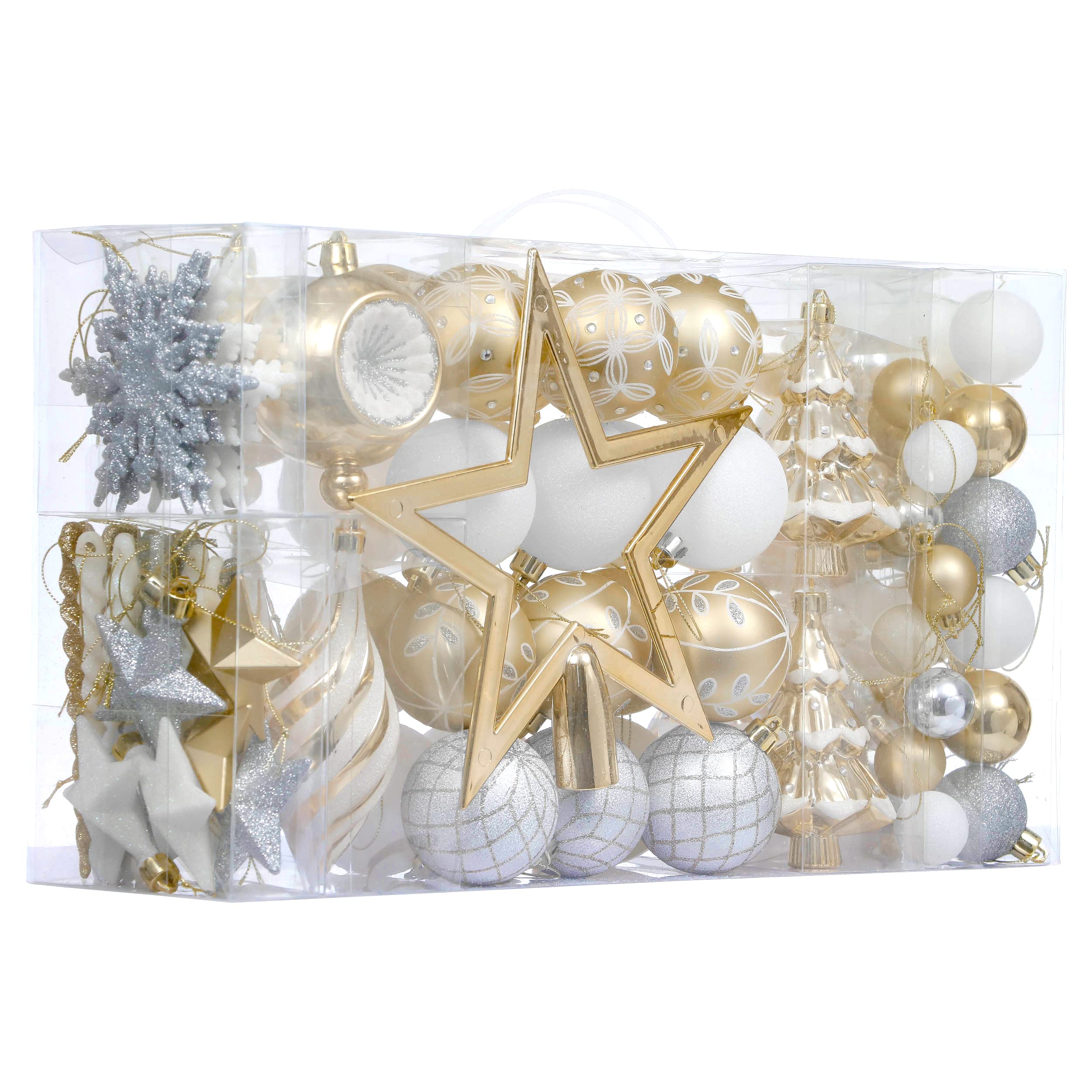 Adornos Navideños Valery Madelyn De 100 Quilates, Color Blanco Y Dorado - Venta Internacional.