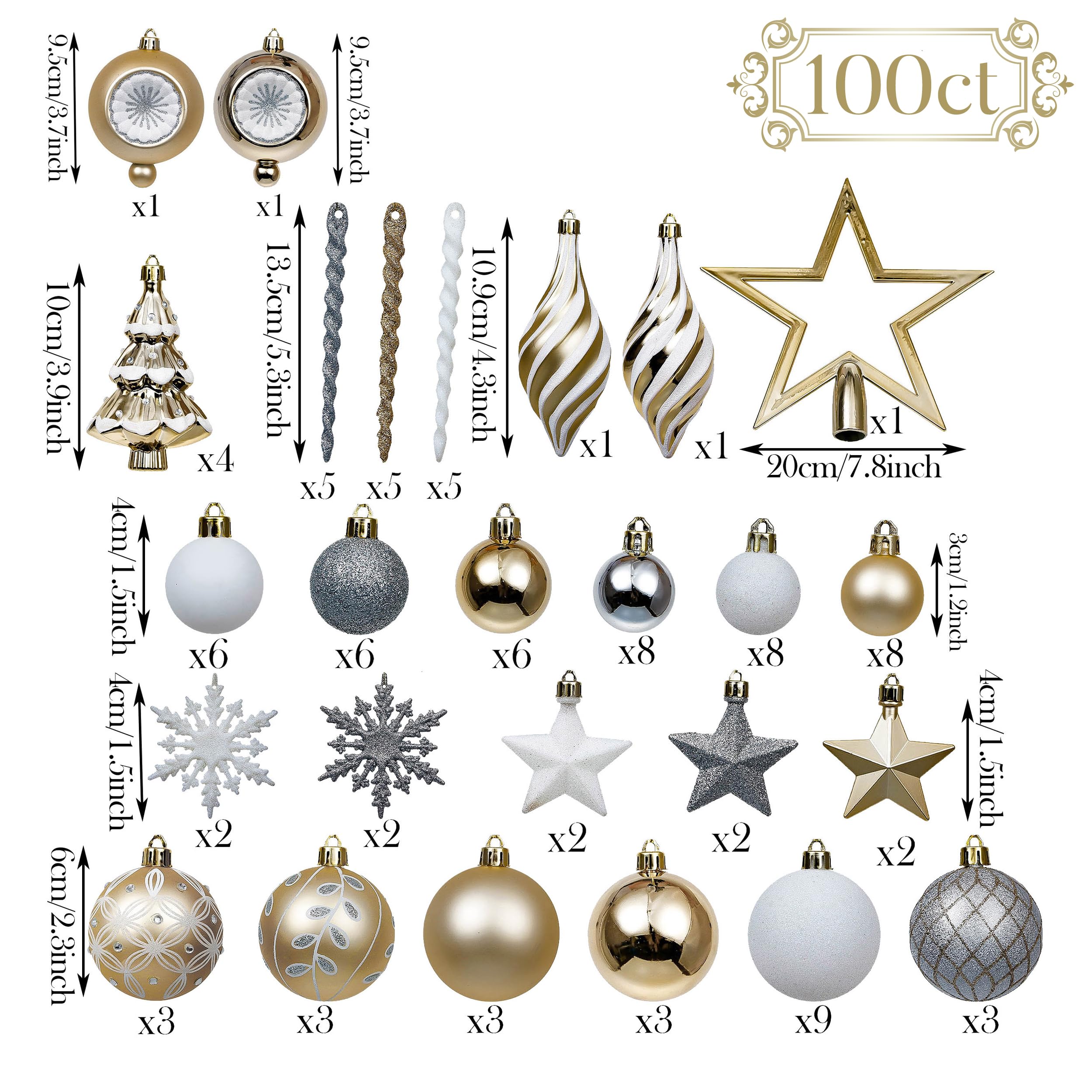 Foto 3 | Adornos Navideños Valery Madelyn De 100 Quilates, Color Blanco Y Dorado - Venta Internacional.