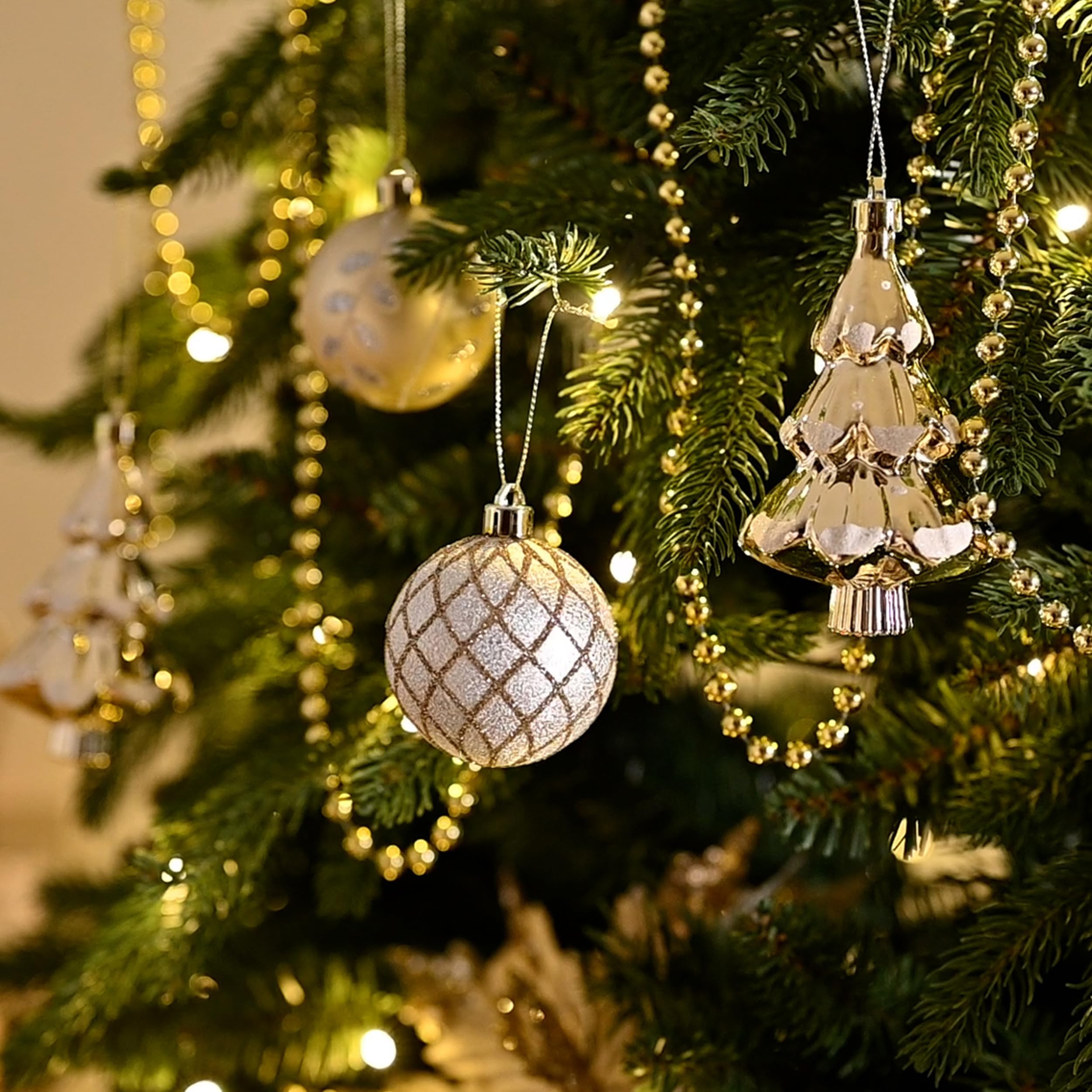 Foto 6 | Adornos Navideños Valery Madelyn De 100 Quilates, Color Blanco Y Dorado - Venta Internacional.