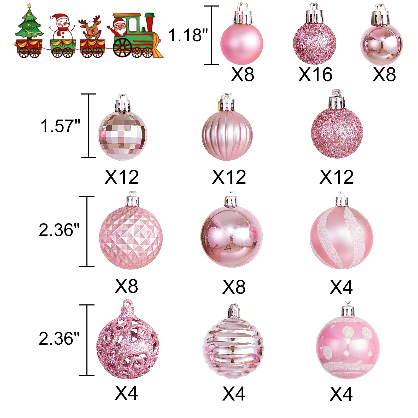 Foto 2 | Adornos De Bolas De Navidad Zhuqing, 100 Piezas, Irrompibles - Venta Internacional.