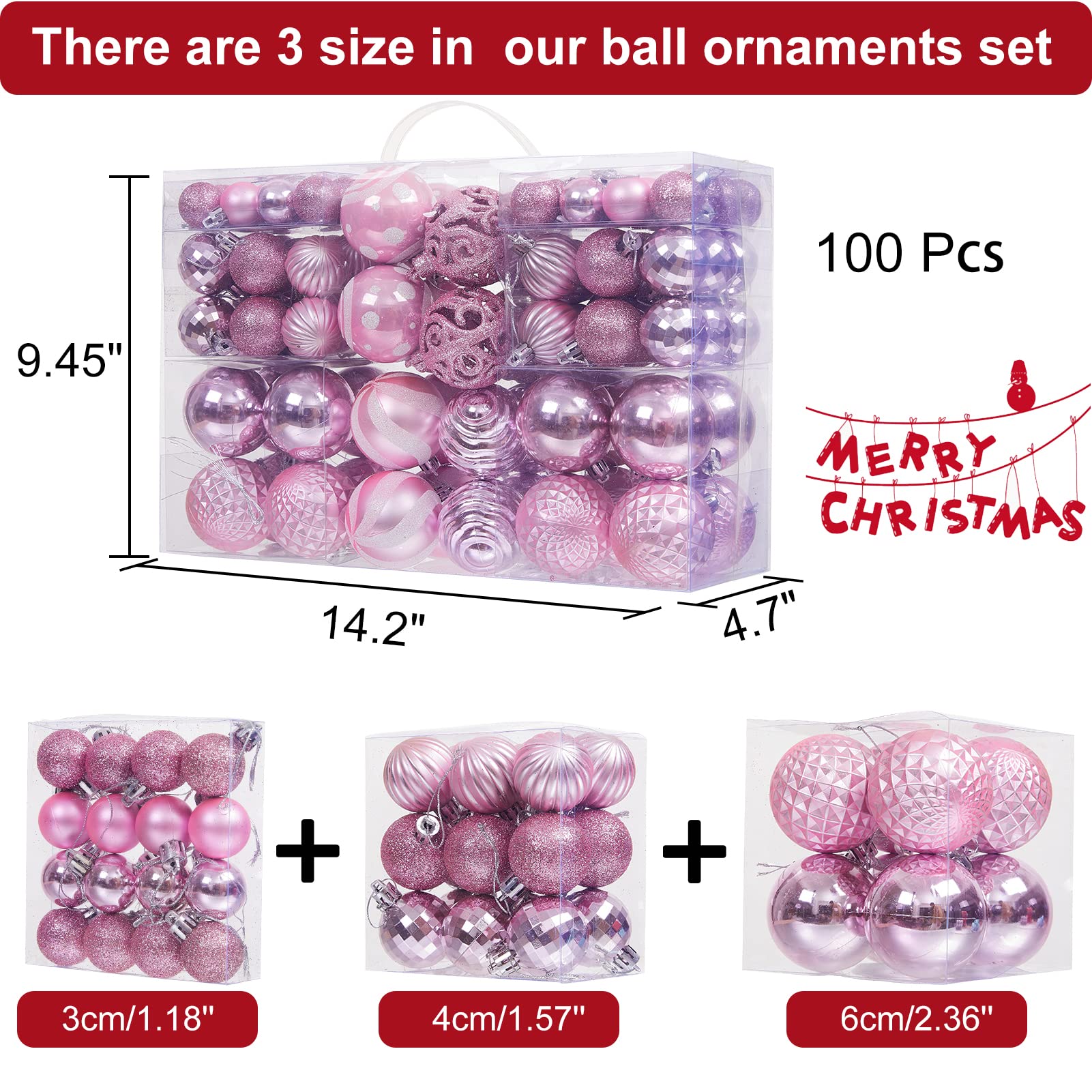 Foto 4 pulgar | Adornos De Bolas De Navidad Zhuqing, 100 Piezas, Irrompibles - Venta Internacional.