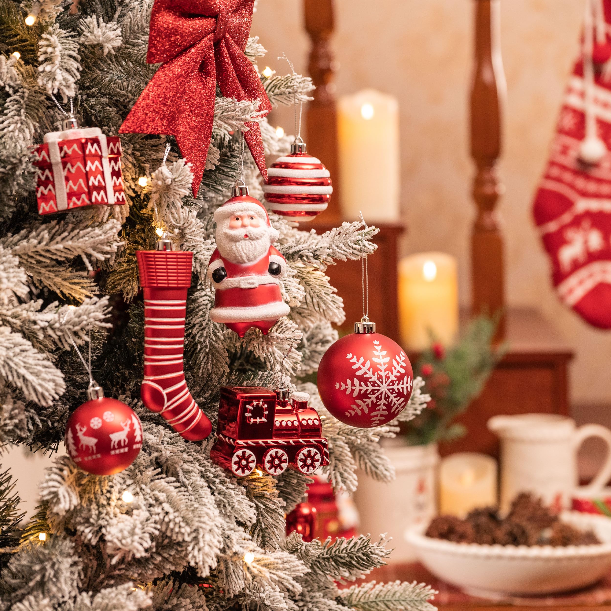 Foto 2 | Set De Adornos Para Árbol De Navidad Valery Madelyn, 155 Quilates, Rojo Y Blanco - Venta Internacional.