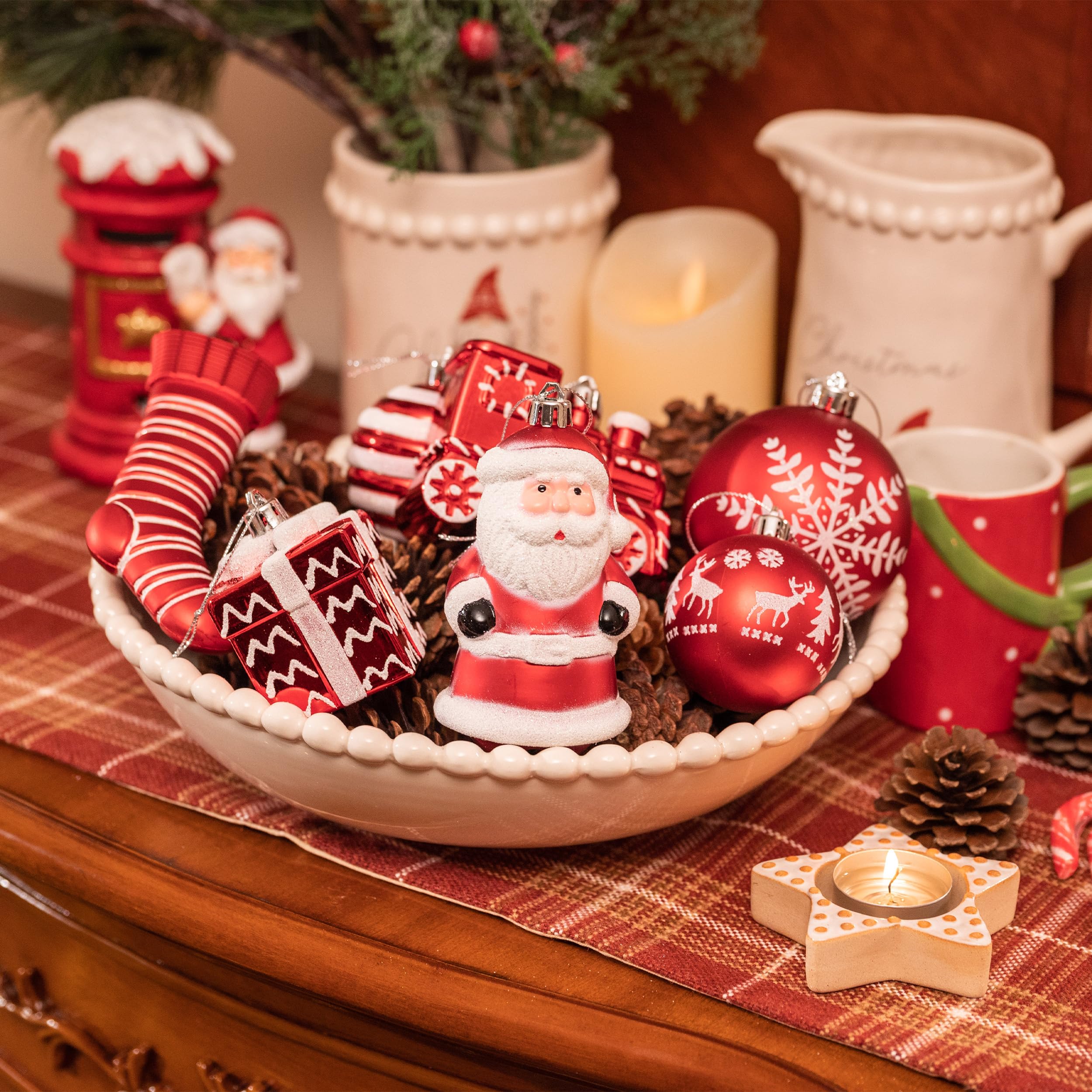 Foto 4 | Set De Adornos Para Árbol De Navidad Valery Madelyn, 155 Quilates, Rojo Y Blanco - Venta Internacional.