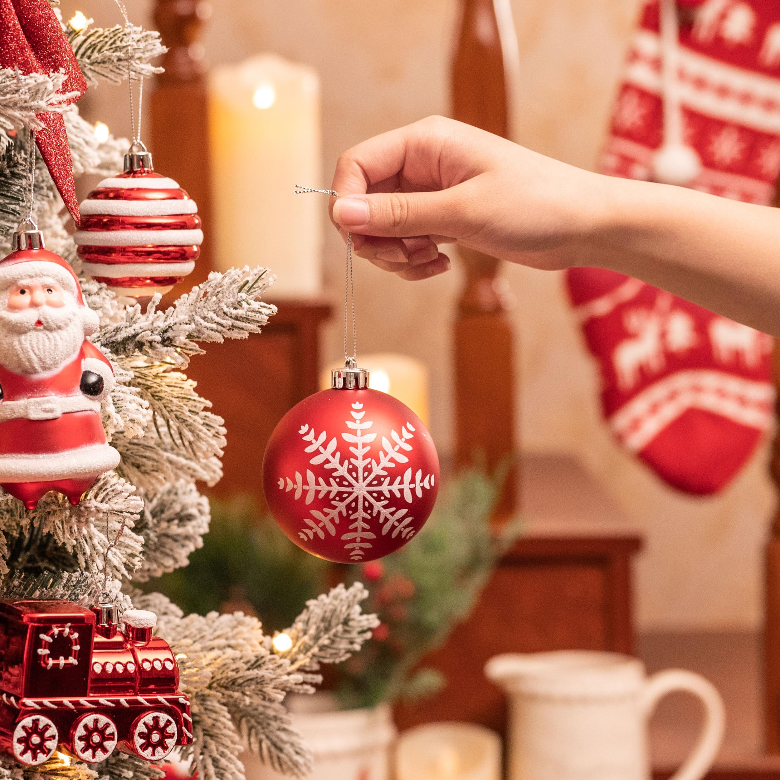Foto 5 | Set De Adornos Para Árbol De Navidad Valery Madelyn, 155 Quilates, Rojo Y Blanco - Venta Internacional.