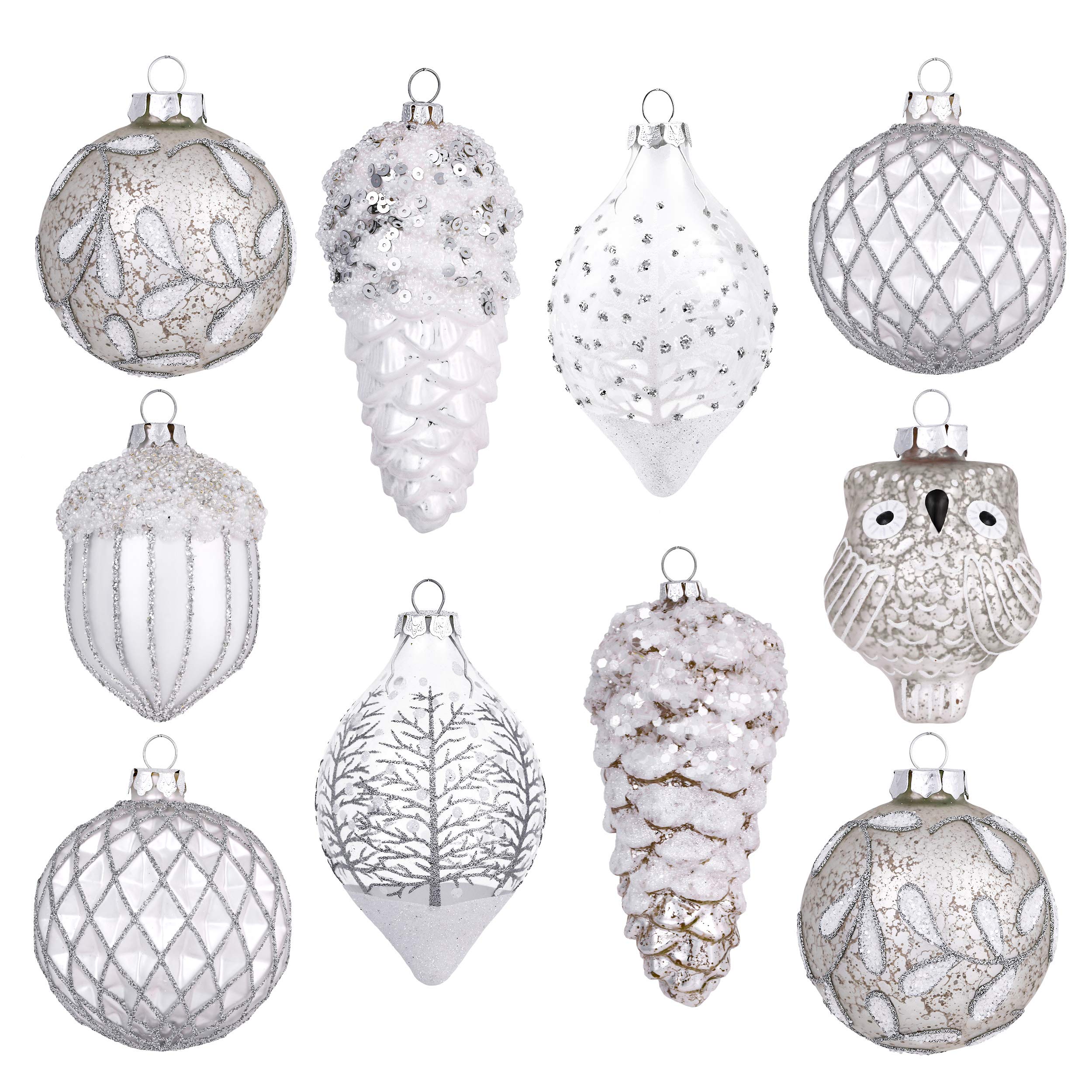Set De Adornos Navideños Valery Madelyn Glass De 10 Quilates, Color Blanco - Venta Internacional.
