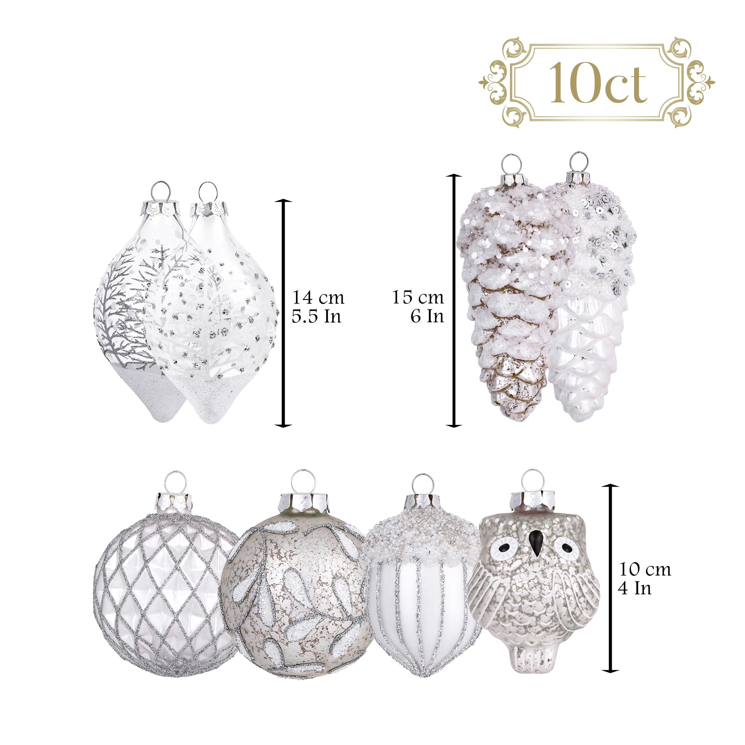 Foto 4 pulgar | Set De Adornos Navideños Valery Madelyn Glass De 10 Quilates, Color Blanco - Venta Internacional.