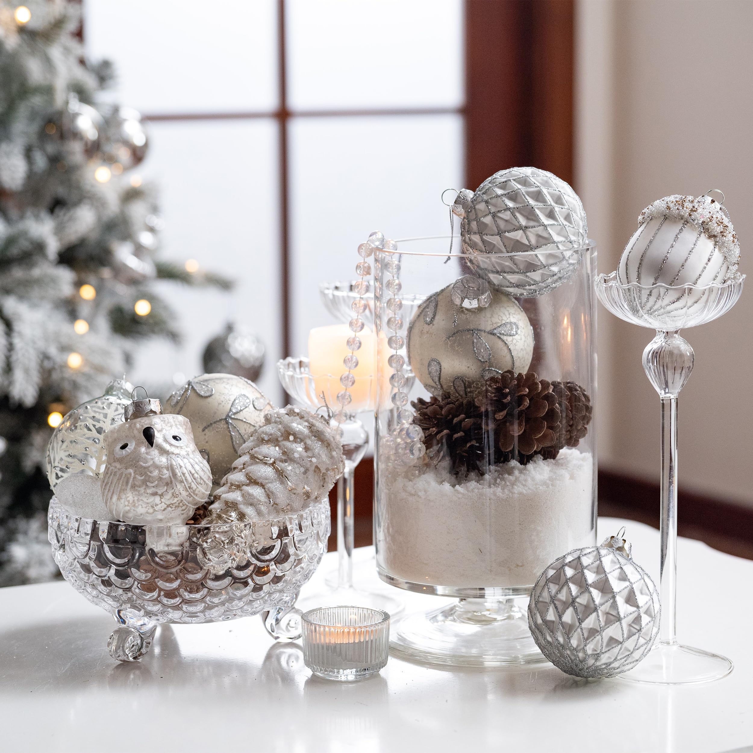 Foto 5 pulgar | Set De Adornos Navideños Valery Madelyn Glass De 10 Quilates, Color Blanco - Venta Internacional.
