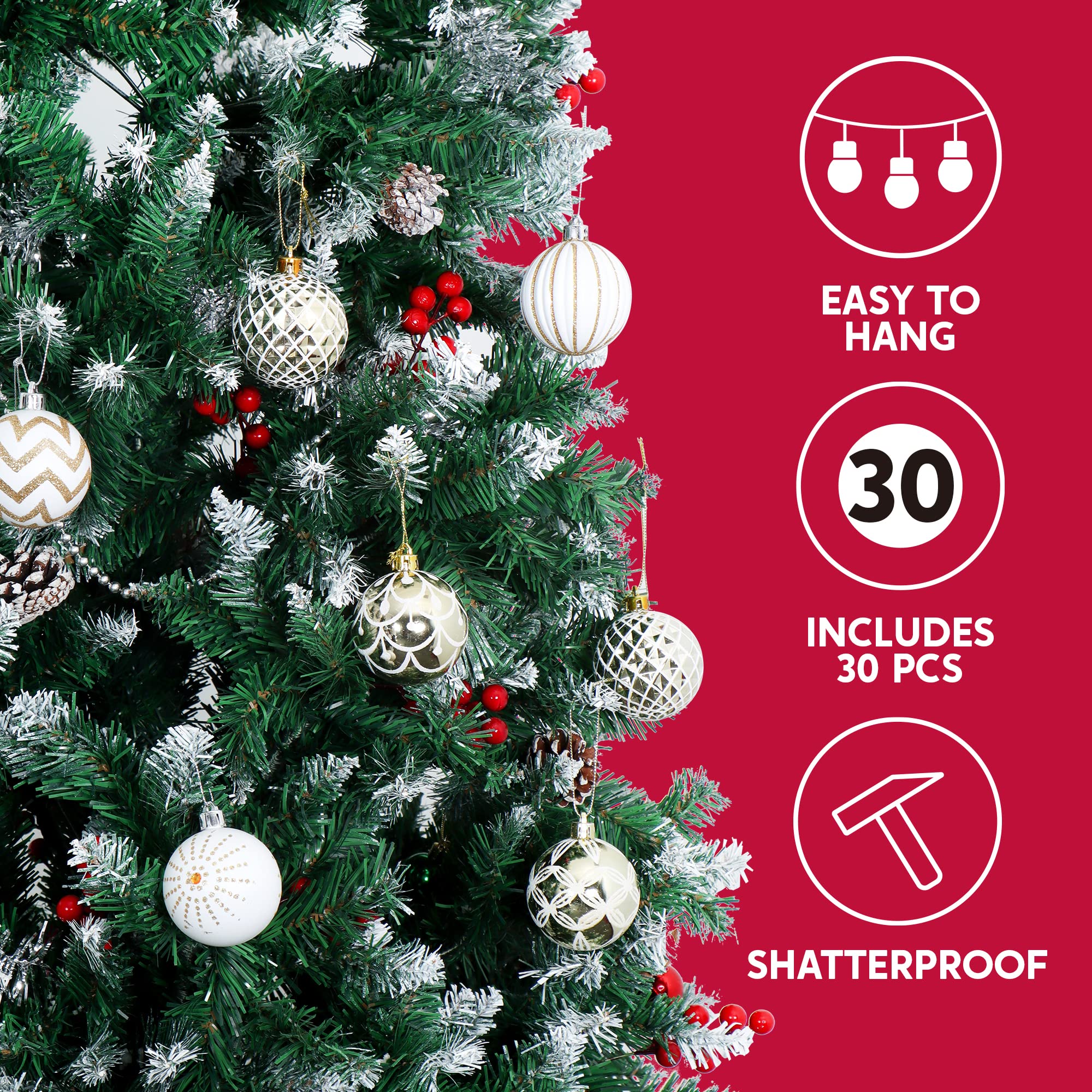 Foto 2 | Adornos Navideños Joyin, 30 Unidades, 6 Cm, Varios Diseños - Venta Internacional.