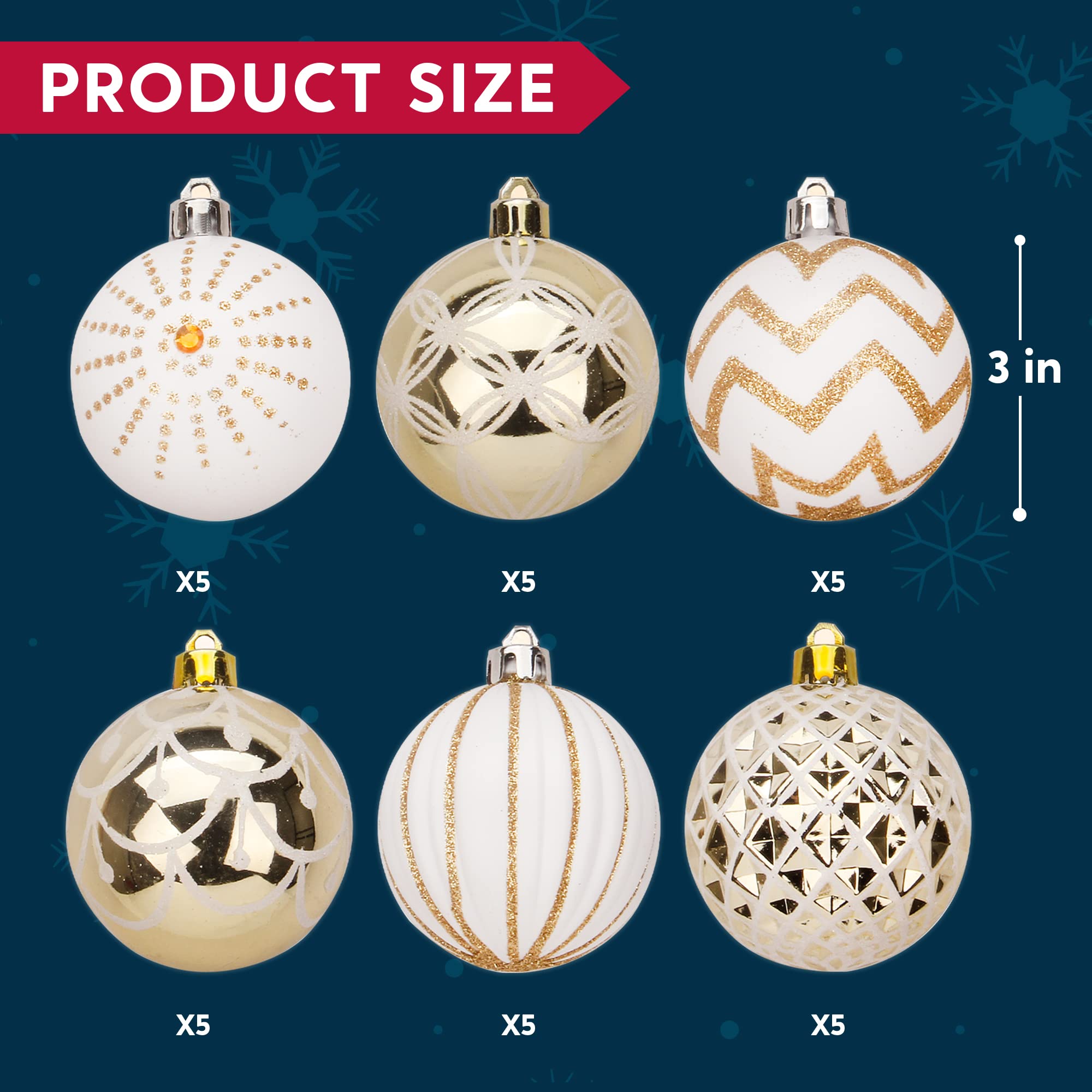 Foto 8 pulgar | Adornos Navideños Joyin, 30 Unidades, 6 Cm, Varios Diseños - Venta Internacional.