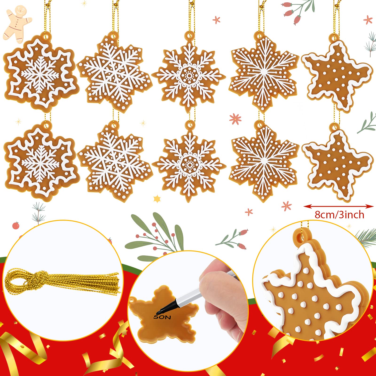 Foto 3 pulgar | Adornos Navideños Sotiff Gingerbread Snowflake X20 - Venta Internacional.