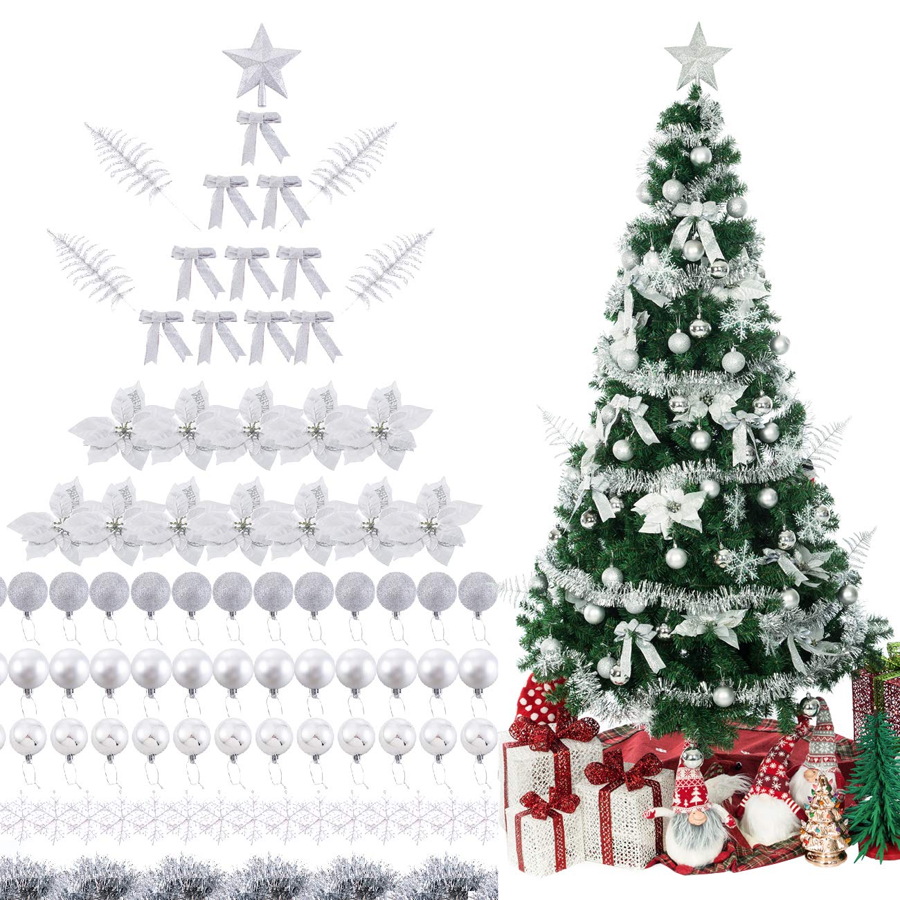 Foto 2 pulgar | Set De Adornos Para Árbol De Navidad Sunnyglade, 94 Unidades, Con Purpurina - Venta Internacional.