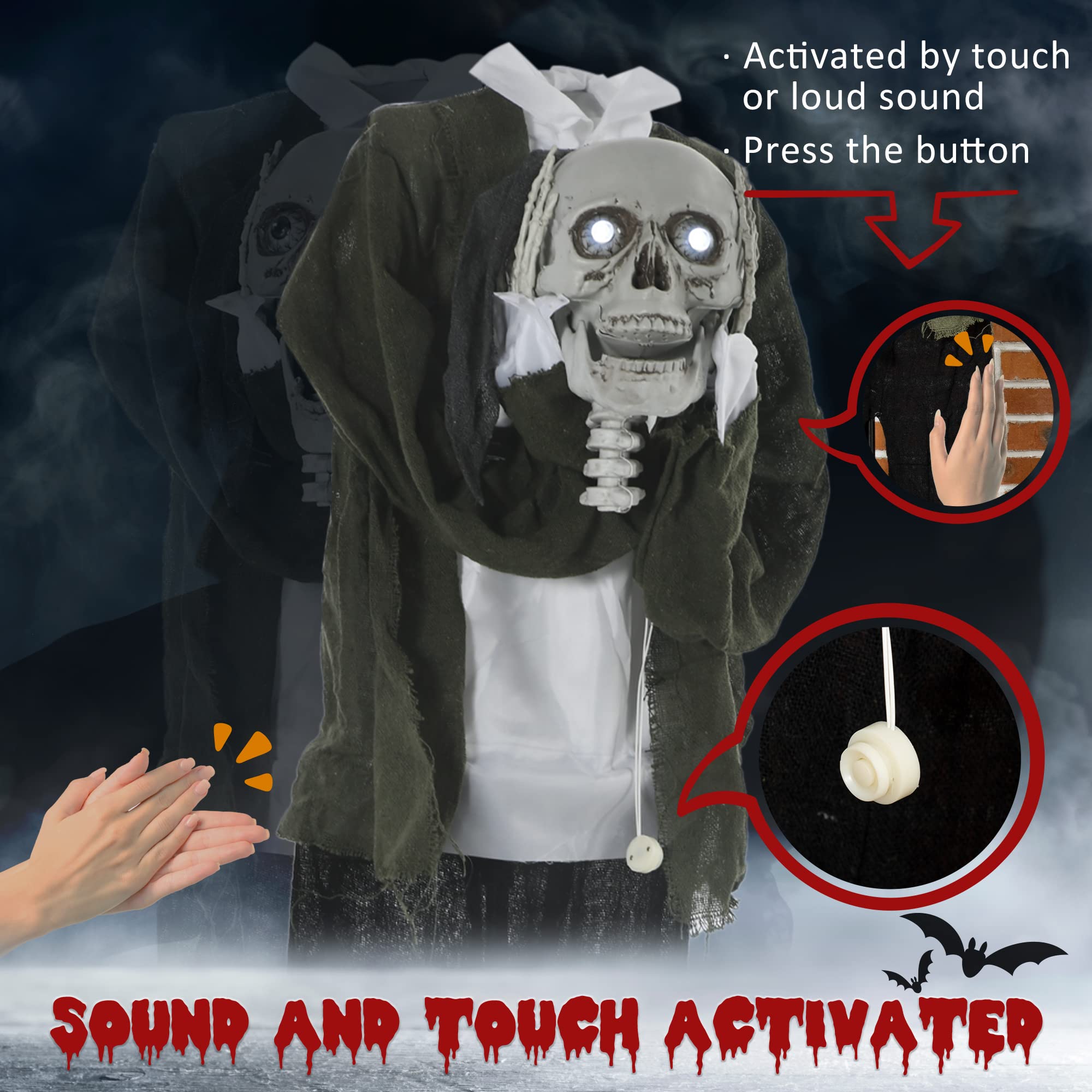 Foto 6 | Esqueleto Colgante Outsunny Para Decoración De Halloween, Diseño De Fantasma, 57 Cm - Venta Internacional.
