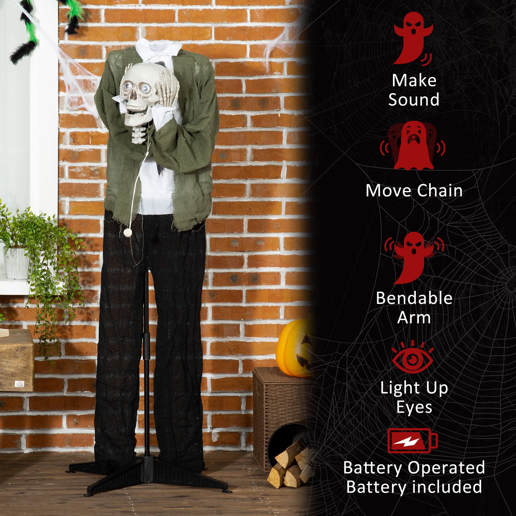 Foto 7 | Esqueleto Colgante Outsunny Para Decoración De Halloween, Diseño De Fantasma, 57 Cm - Venta Internacional.