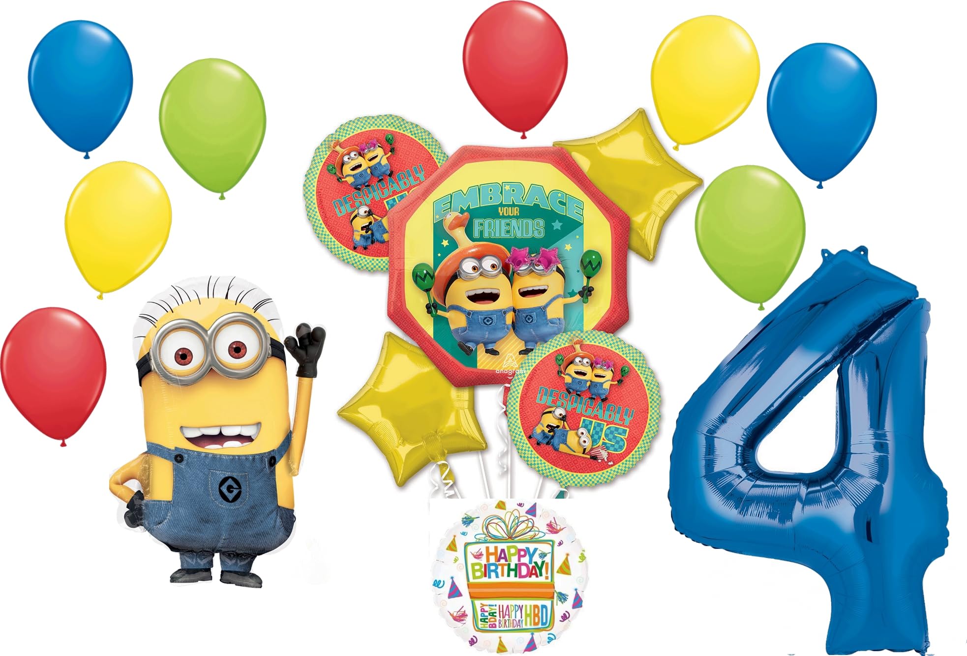 Foto 2 pulgar | Ramillete De Globos, Anagrama De Despicable Me Minions, Cuarto Cumpleaños - Venta Internacional.
