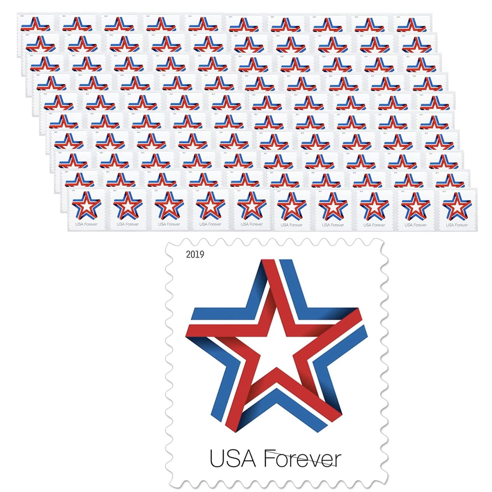 Sellos Postales Usps Star Ribbon 100 Forever First Class - Venta Internacional.