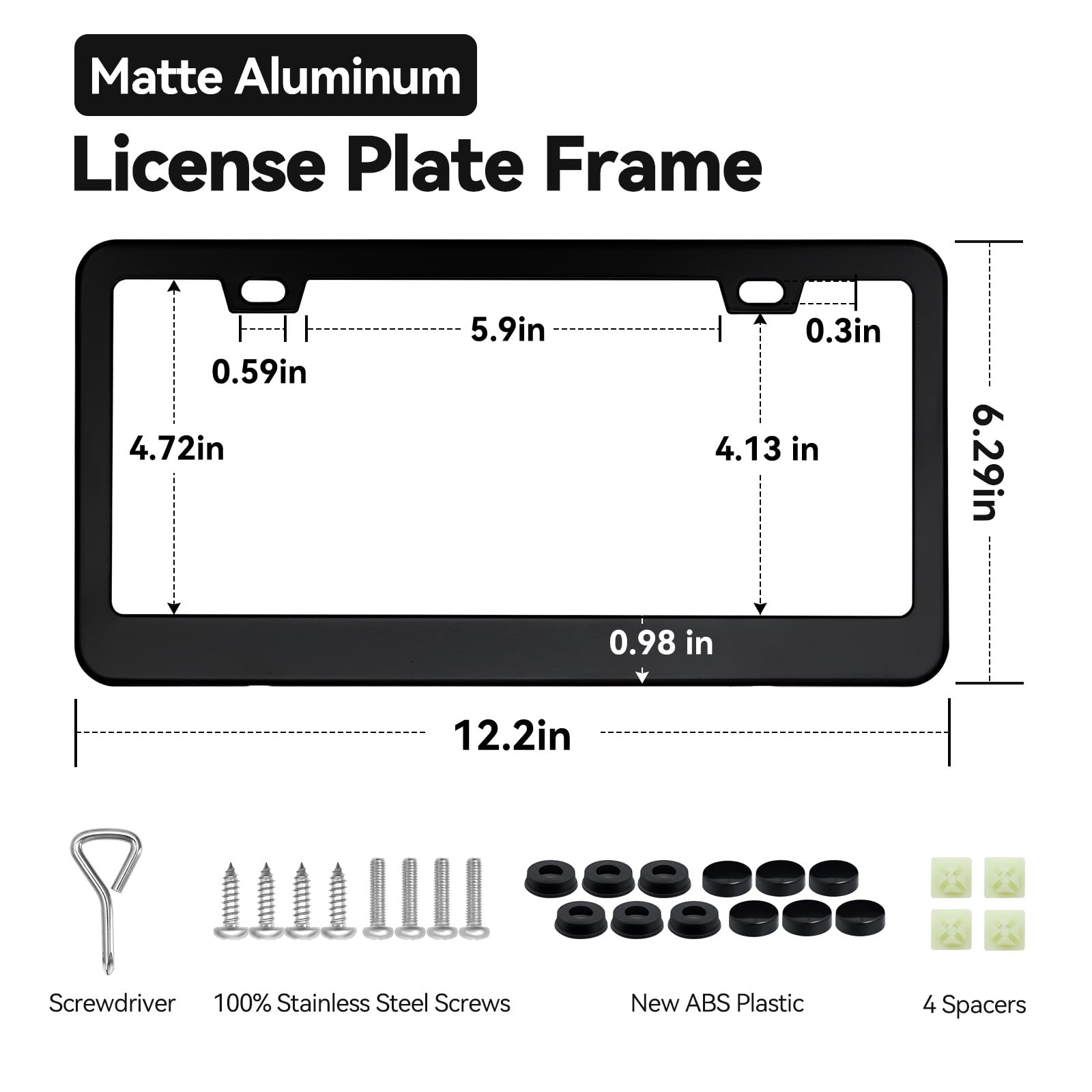 Foto 4 pulgar | Marco de Matrícula Ohuhu Aluminio Mate Negro - Venta Internacional
