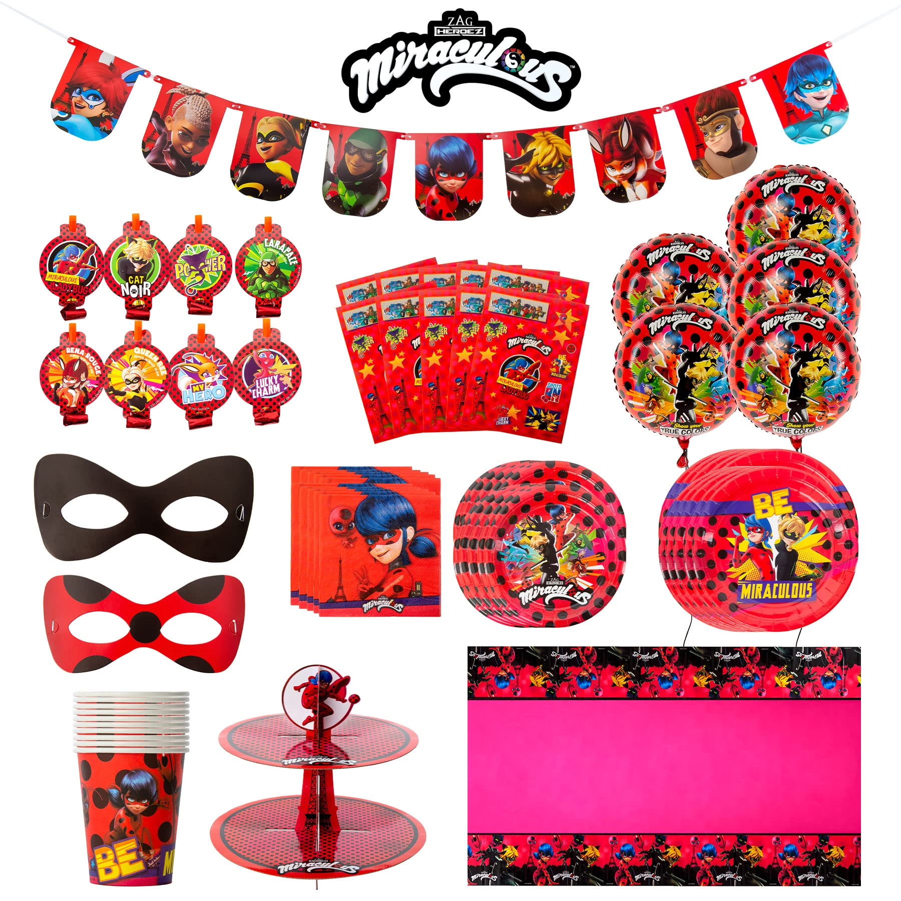 Kit De Fiesta Mighty Mojo Miraculous Ladybug Celebration, Más De 100 Unidades - Venta Internacional.