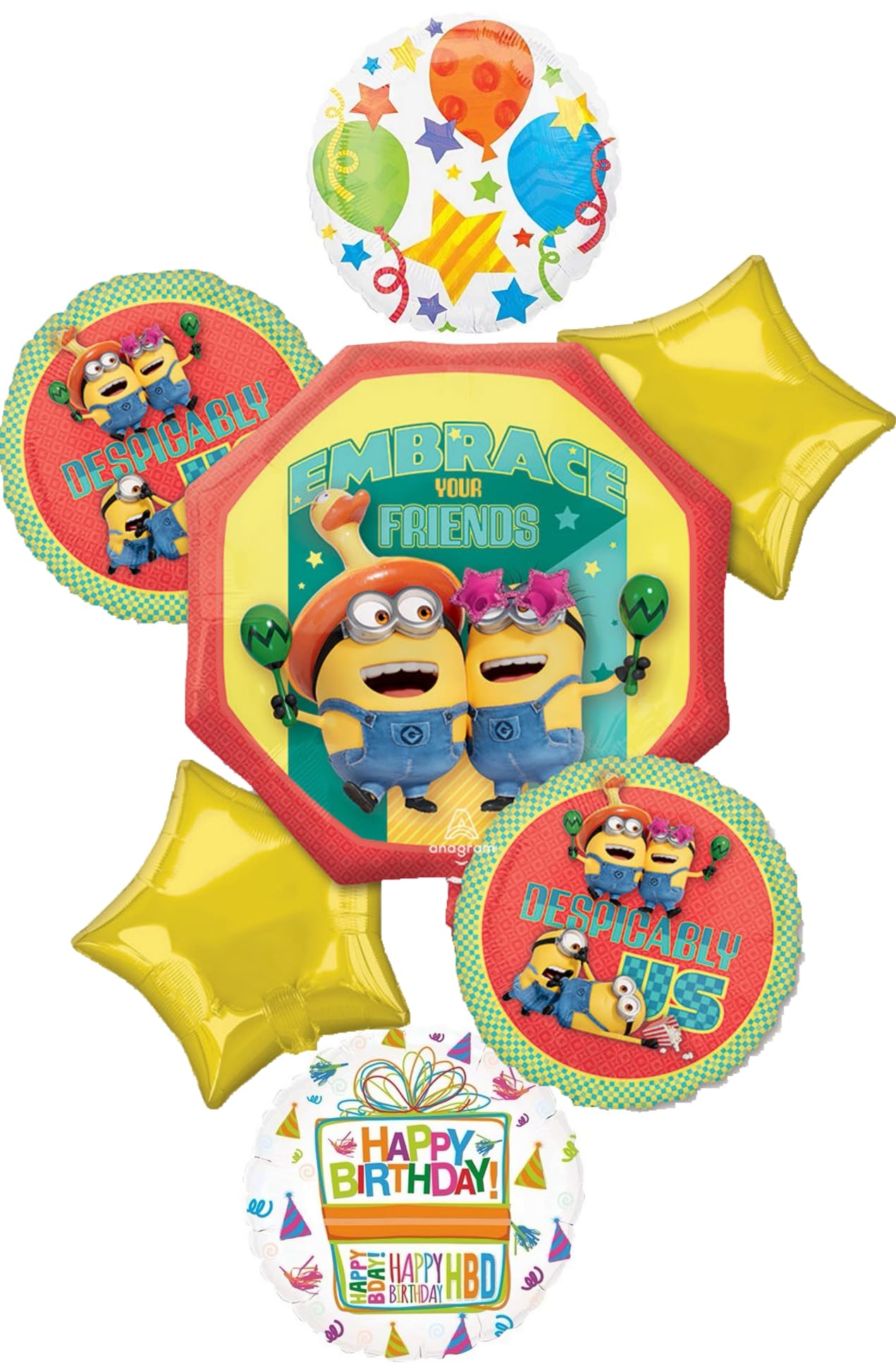 Decoración Con Globos, Anagrama, Despicable Me Minions, Bq_4273, 7 Unidades - Venta Internacional.