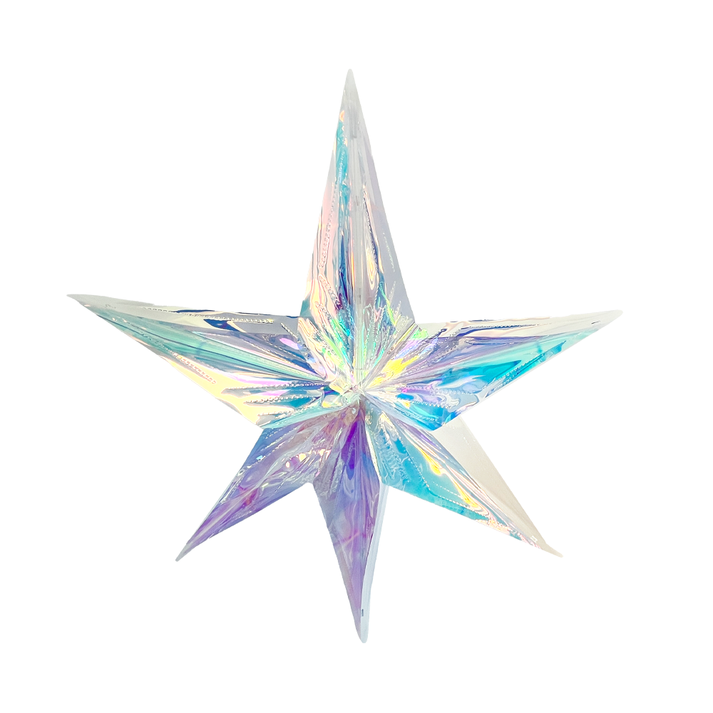 Adorno Colgante De Estrella Iridiscente, 10pz De 60cm (estrella Acrílica)