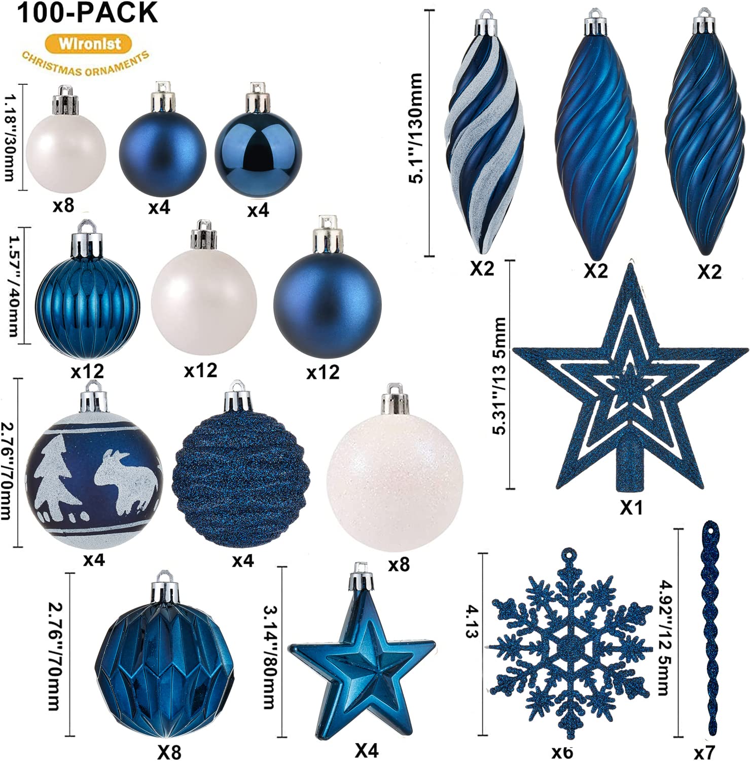 Foto 3 pulgar | Set De Adornos De Bolas Navideñas Wironlst 2023, 100 Unidades - Venta Internacional.