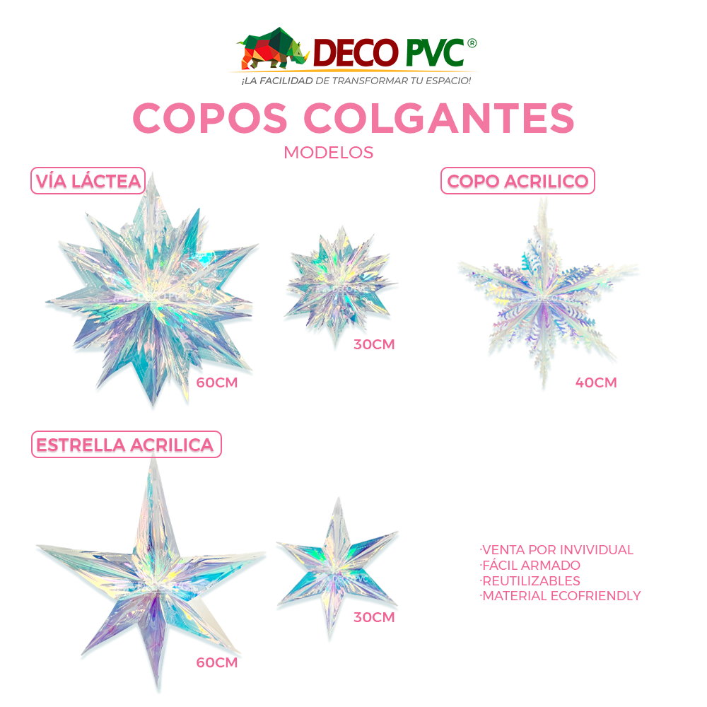 Foto 5 pulgar | Adorno Colgante De Copo Acrílico Tornasol, 10 Pzas De 40 Cm