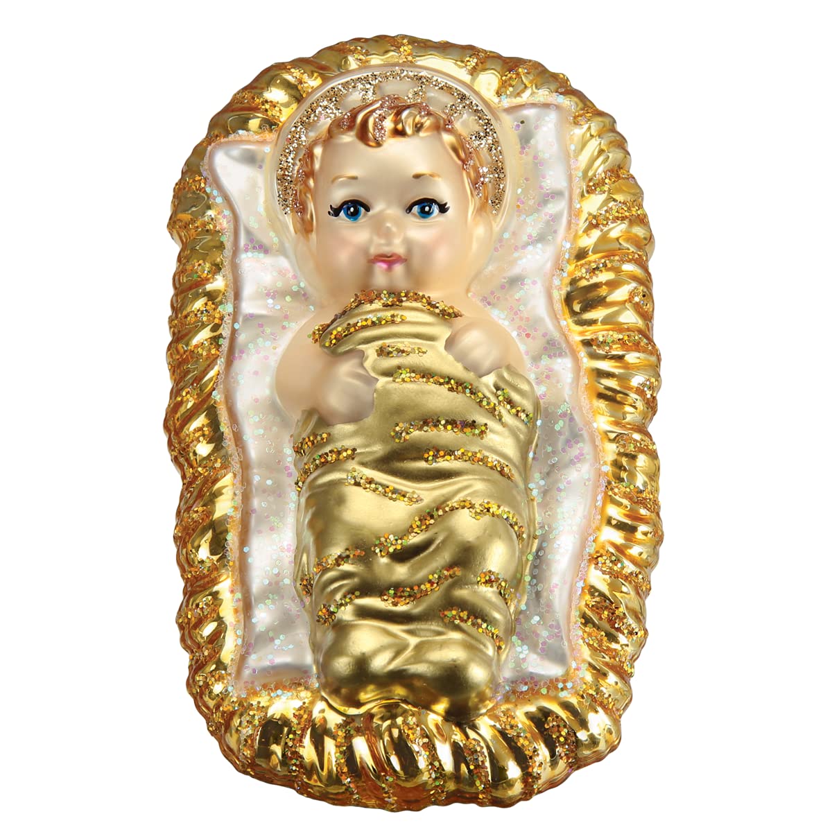 Adorno Navideño Del Niño Jesús Del Viejo Mundo En Cristal De Pesebre - Venta Internacional.